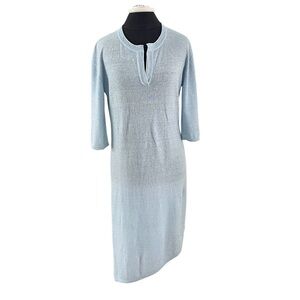 Poetry Cashmere and Linen Light Blue Knit Dress S